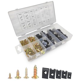 Zlirfy 170pcs U Nut Clips,Auto Car U-Clip U Nut and Screw Assortment Kit,Automotive U Nut Screw Clip,Metal Body Panel Clip Fasteners,Auto Car Clips Fasteners Screws Set