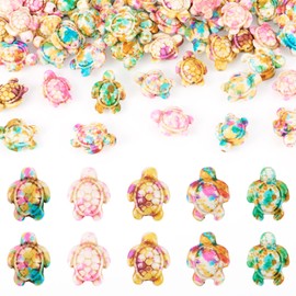 50 Pcs Turquoise Tortoise Beads Pink Sea Turtle Natural Gemstone Beads Ocean Animal Turtle Turquoise Loose Spacer Beads for Bracelet Earring Jewelry Making Valentine’s Gifts