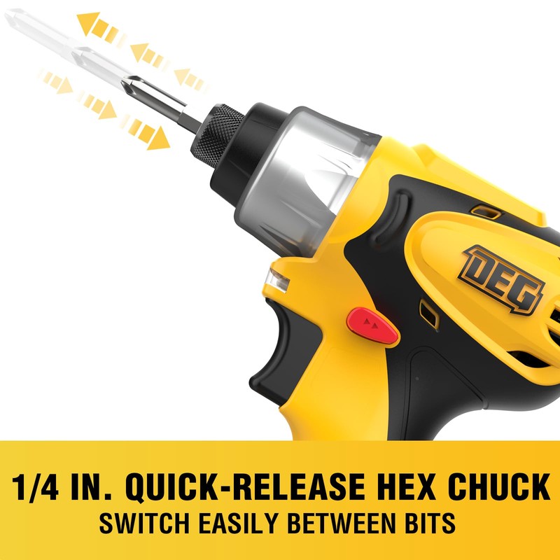 12V Cordless Impact Driver Kit, DEGLASERS 1/4-inch Hex,4 Speed Brushless
