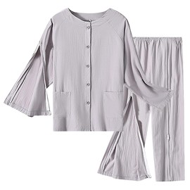 Siomlana Bedridden Patient Clothing,Disability Clothing with Slider Zippers on Both Sides,Patient Clothes,Suitable for Paralyzed Elderly,Post Surgery Dialysis,Fracture Patients(Men,Gray,XL)