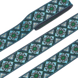 PH PandaHall 7 Yards Jacquard Ribbon Trim 2 Inch Boho Embroidered Woven Lace Ribbon Fabric Vintage Flowers Straps Fabric Bias Tape for Bohemian Persian Clothes Bag Holiday Christmas Decor Gift Wrap