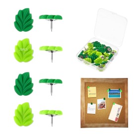 Leaf Push Pins, Decorative Thumbtacks in Green, Cute Office Decoration for Cork Board, Bulletin Board, Photos, Wall Maps and Other Offices School Supplies