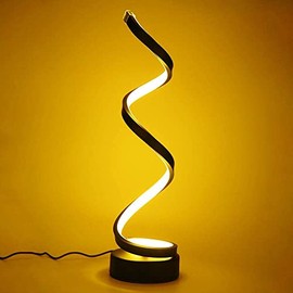 ELINKUME LED Spiral Bedside Lamp, 12 W, Warm White, Eye Protection, Dimmable Brightness, Curved LED Table Lamp/Decorative Lighting for Living Room, Bedroom