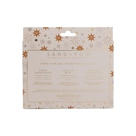 Sand + Fog Perfume Oil Discovery Set, Violet Sandalwood, Vanilla Musk, Jasmine Cedarwood, 0.5 fl oz each, 3-Pack