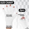 Classicseali 2Pairs Cotton Gloves for Women, Half Finger White Fingerless