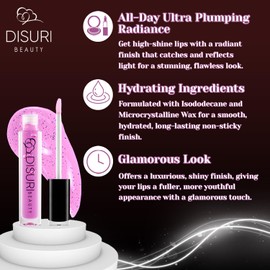 DISURI Beauty Ultra Plumping Girls Lip Gloss - Best Lip Plump Gloss with Non-Sticky Formula - Get Ultra Shine with Plump Lip Gloss - 1.3 FL Oz Lip Gloss for Girls & Women - (Cherry Pop 02)