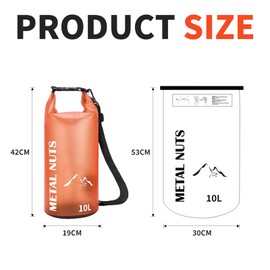 MetalNuts Waterproof Bag – 10L Dry Bags Waterproof with Phone Pouch & Adjustable Shoulder Strap, Durable PVC Floating Sack for Travel, Camping, Hiking, Boating, Fishing, Kayaking & Swimming, Orange
