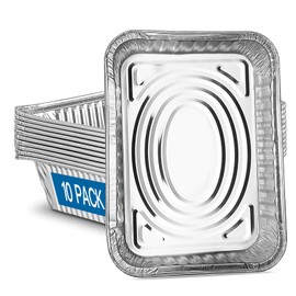 10 Pack Large Aluminium Foil Trays 3500ML, Deep Foil Baking Pan Heavy Duty Foil Trays Food Large Containers (32x26x7CM) for Cooking, Baking, Storing Food