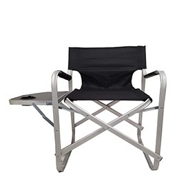 Voyager Tools Short Wide Body Chair Folding Light Weight Aluminum Frame with Large Folding Tray and Removable Storage Pouch Travel Chair