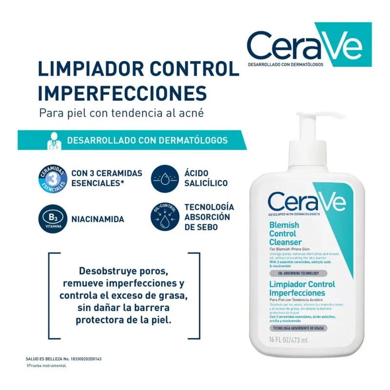 Cerave Limpiador Imperfecciones 473ml Piel Tendencia Acné