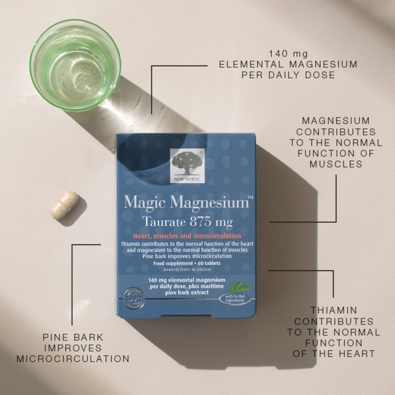 New Nordic Magic Magnesium Taurate 875mg, 1 Month Supply, B