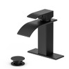 Ryuwanku Bathroom Faucet Matte Black Modern Waterfall Bathroom Sink Faucet