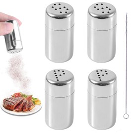4PCS Travel Salt and Pepper Sets, Salt and Pepper Sets, Salt Shaker, Salt and Pepper Shaker, Salit Shakers for Home Kitchen, Salt and Pepper Pots, Salt Pot with Lid (with Cleaning Brush)