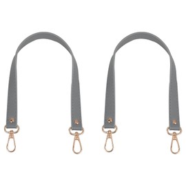GORGECRAFT 2Pcs 47cm Leather Purse Strap Gray Short Shoulder Bag Straps Replacement Imitation Leather Bag Handles with Golden Alloy Swivel Clasps for Underarm Bag Handbag Tote Satchel Purse Making