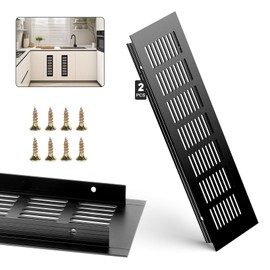 TXXATX Pack of 2 Ventilation Grilles 30 x 8 cm Aluminium Ventilation Grille Black Ventilation Grille Ventilation Grille Rectangular Air Grille for Ventilation of Shoe Cabinets Bathroom Kitchen Bedroom