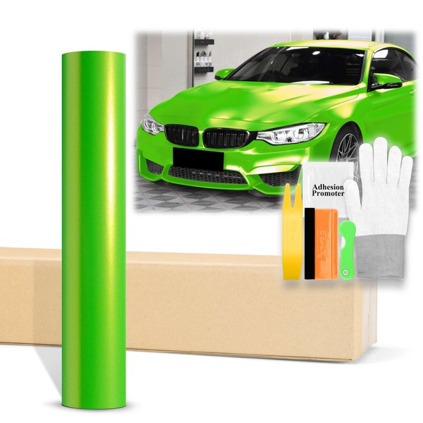 60"x240" (5FTx20FT) Matte Metallic Satin Pearl Apple Green Vinyl Wrap