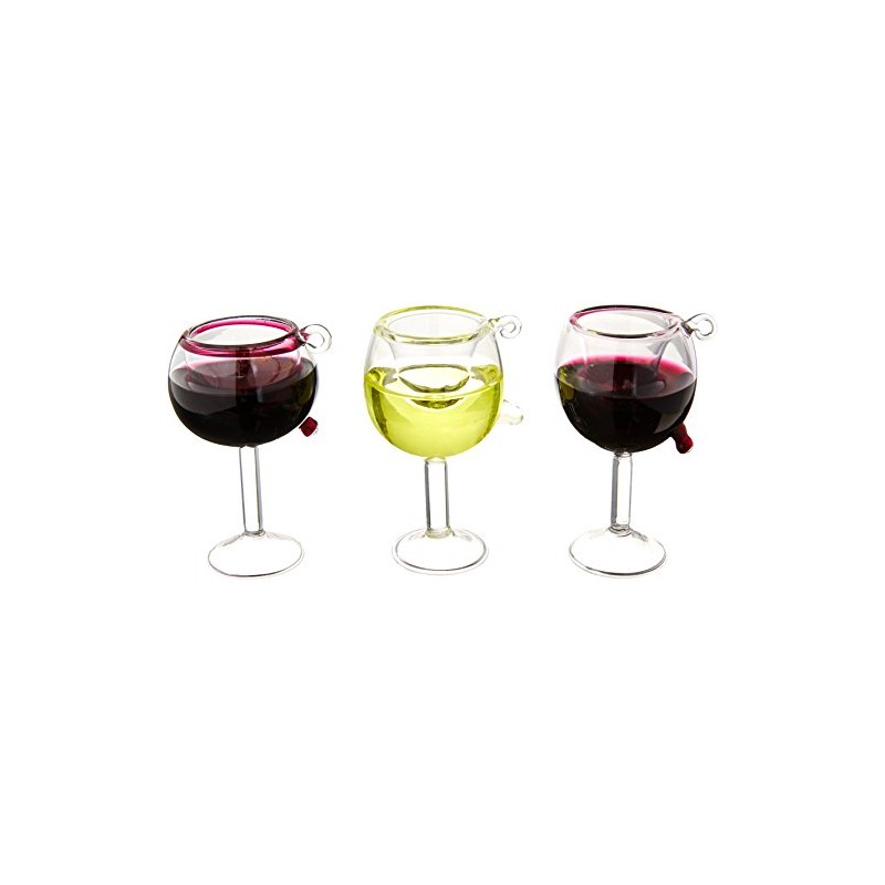 Kurt Adler 2-1/2-Inch 2-3/4-Inch Glass Wine Cup Ornament, Set of