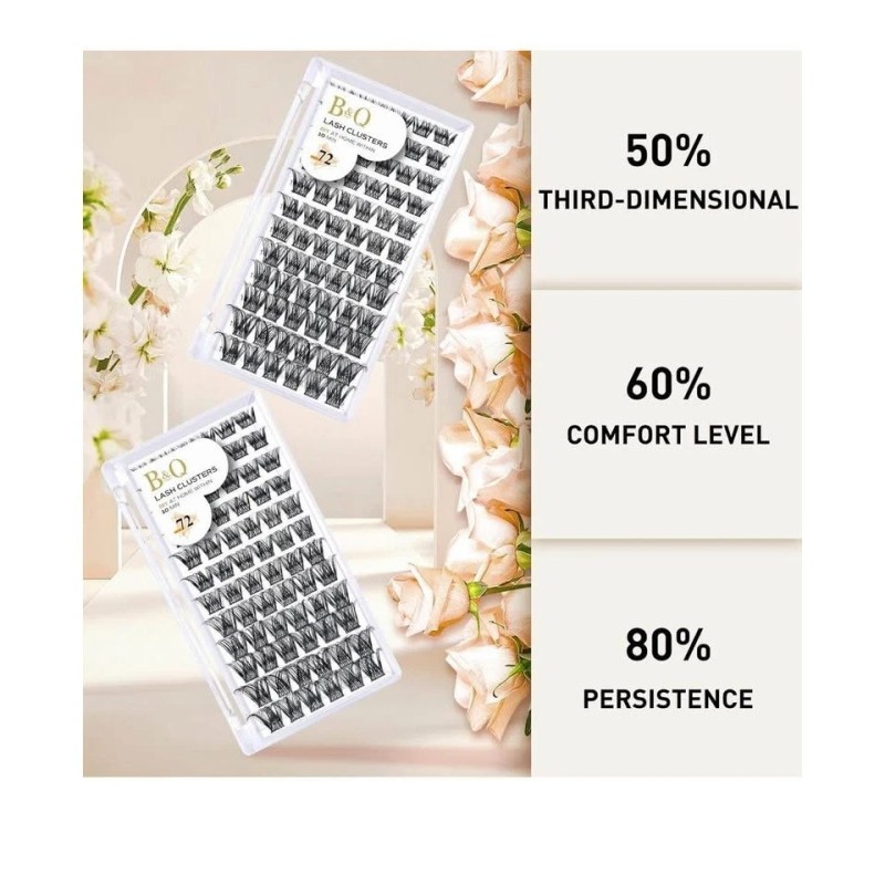 B&QLASH Lash Clusters B05 D Curl 18mm 72 PCS Cluster