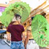 Grupo Carnavallia Sombrilla China Verde Madera Tela Bambú Boda Recuerdo