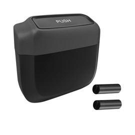 JNNJ Mini Car Trash Bin, Portable Mini Car Waste Bin, Car Mini Rubbish Bin with Lid, Plastic Car Mini Rubbish Bin, Multifunctional Car Bin for Office (Black)