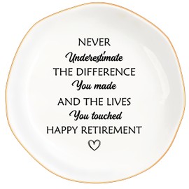 MQPPKJ Retirement Ceramic Ring Jewelry Tray Gifts for Women, Thank You Appreciation gifts for Teacher Nurse, Going Away Gift Retirement Gift for Coworker Boss (Retirement)