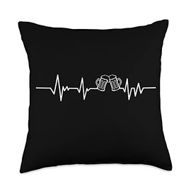 Beer T-Shirt Funny Novelty Heartbeat Craft Beer Brewing Throw Pillow