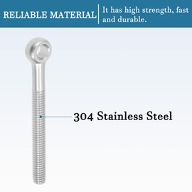 QUARKZMAN M10 x 90 mm Machines Shoulder Swing Lifting Eye Bolt 2 Pieces 304 Stainless Steel Metric Threaded Screw Shaft Dowel Grinding Hole Bolt for Pipeline Gate Valves