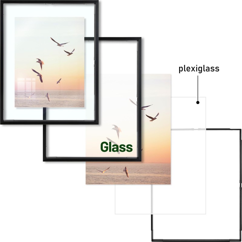 Frametory, Floating Picture Frame 11x14 - Black Aluminum Metal Photo