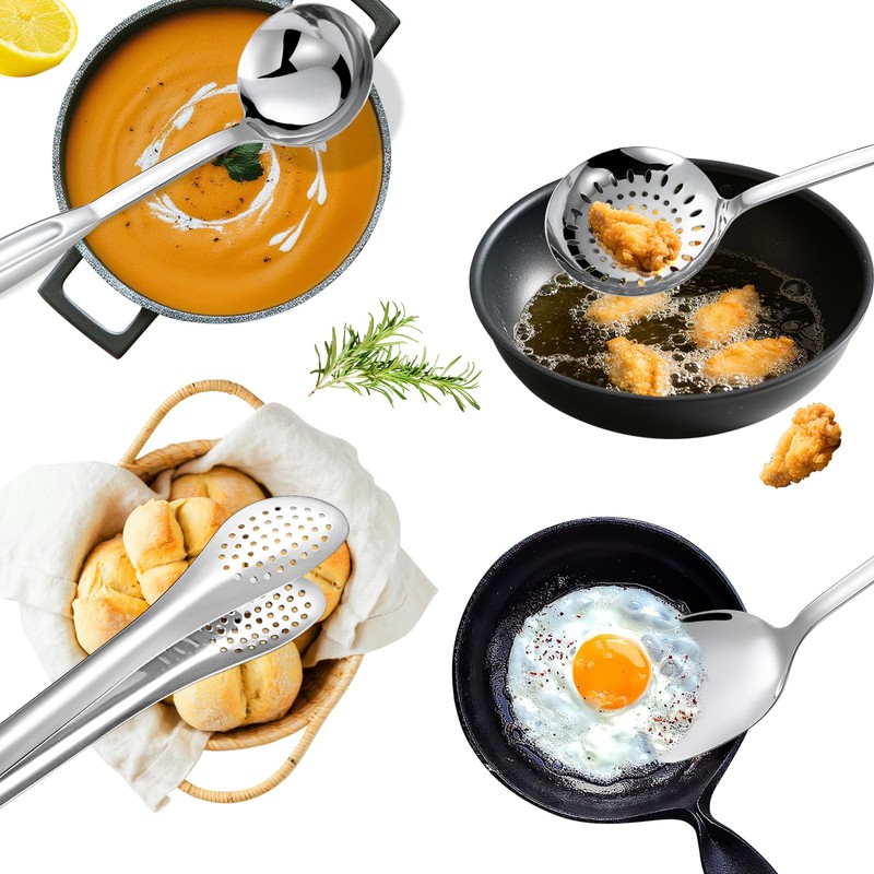 304 Stainless Steel Kitchen Utensils Set, 10 Pcs Stainless Steel