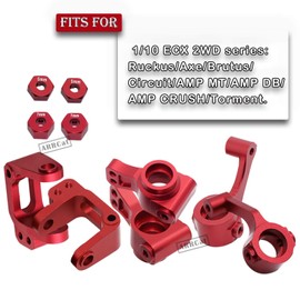 ARRCat Upgrade Part for 1/10 ECX 2WD,Alloy Caster Block&Steering Blocks&Rear Stub Axle Carriers Wheel Hex Hubs for Ecx 1/10 2WD Ruckus Axe Brutus Circuit Crush K&N Torment,RC Hop-Up Parts,Red