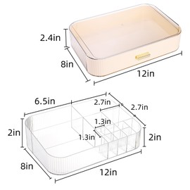 Acshio Clear Makeup Organizer with Drawer, Skincare Cosmetic Storage Display Case for Vanity, Stackable Bathroom Perfume Countertop Dresser Top Organizer for Lipsticks, Beauty Products