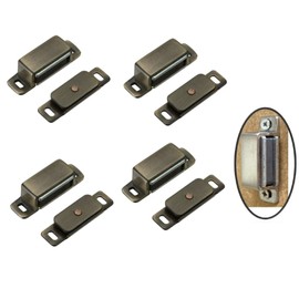 SISI UK® Cupboard Magnets 4 Pack, 6KG Pull Strong Magnetic Door Cupboard Catch Antique Bronze, Heavy Duty Cabinet Door Magnets with Screws for Bathroom Kitchen Cupboard Closure Closet Door Closer