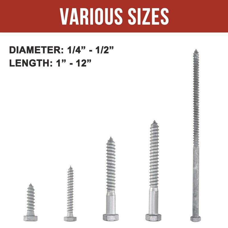 HROMIGRY 1/2" x 3" Lag Bolts (25 Pcs) Lag Screws