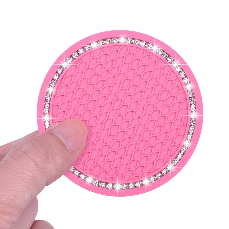 Bling Car Coasters, Wisdompro 2 Pack PVC Car Cup Holder