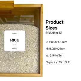 Food Dispenser – 2.2L Bamboo Cereal Dispenser Countertop & Rice Dispenser – Airtight Pantry Storage Containers for Kitchen Pantry & Pantry Organization – Cereal Dispenser & Flour Container (Set of 2)