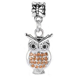 DangleTopaz Crystal Owl Charm