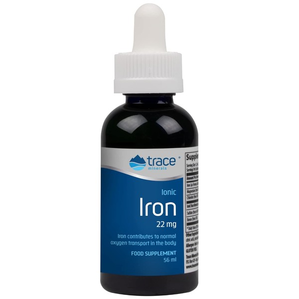 Trace Minerals Liquid Ionic Iron Supplement - 22mg | Vitality Boost, Blood Health Support | Essential Mineral Drops | 1.9oz (56ml)
