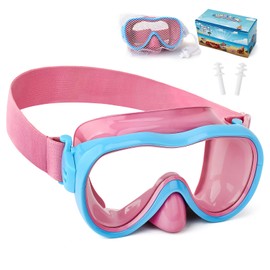 Kids Swim Goggles, Anti-Leak Snork Mask Diving Mask with Nose Cover & Elastic Fabric Strap, UV Protection Swimming Goggles with Mesh Bag & Ear Plugs for Kids Boys Girls