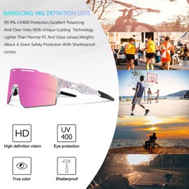 BangLong Cycling Glasses Windproof Sunglasses Men Women TR90 Frame UV400 Sports Glasses for Fast Cycling Running Golf MTB Baseball Outdoor Sports Bicycle