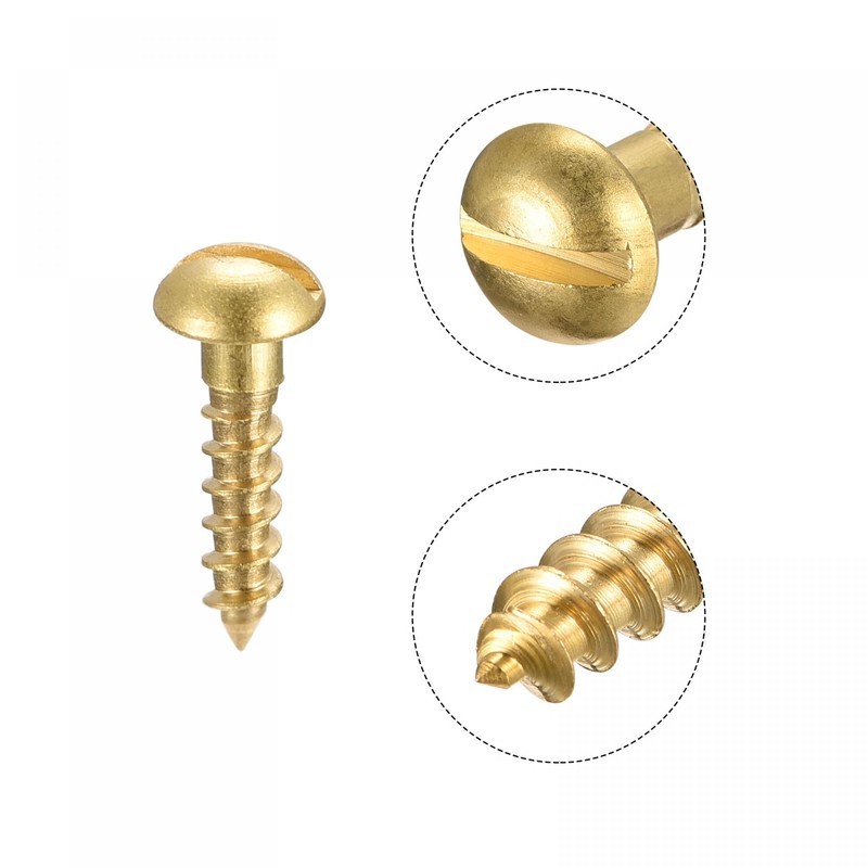 sourcing map Wood Screws M3 x 12 mm Slotted Round