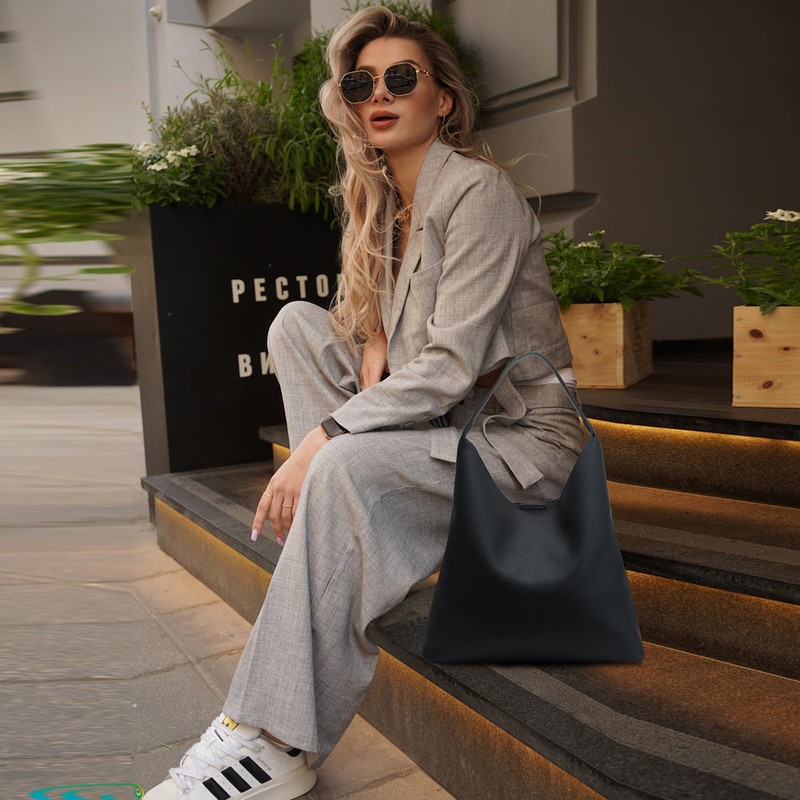 POFUOT Hobo Bags for Women Soft PU Leather Shoulder Handbag