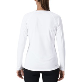 NAVISKIN Women's UPF 50+ Sun Protection Long Sleeve Shirts Rash Guard Shirts Quick Dry Lightweight Hiking Shirts White Size XXL