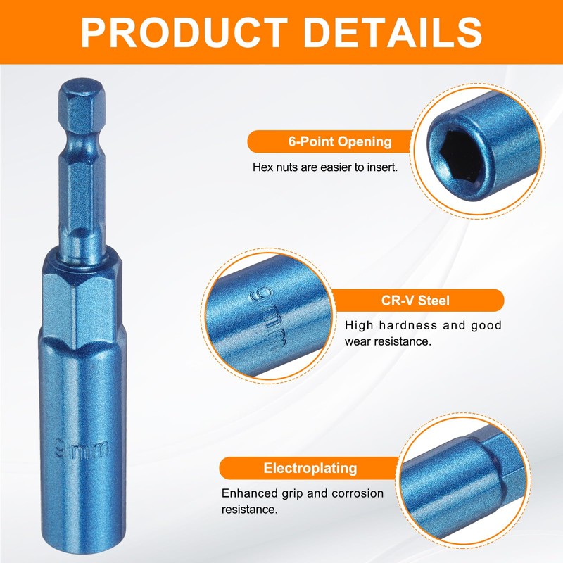 sourcing map Nut Driver 9mm Hex Drive Socket CR-V Steel