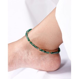 Jewboo Natural Moss Agate Anklet Bracelet For Women Beach Foot Jewelry Real Gemstone Healing Crystals Gem Yoga Meditation Adjustable Foot Bracelet
