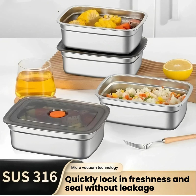 [2-Pack] 1500ml Bento Box Food Storage Container, Food Grade SUS316L