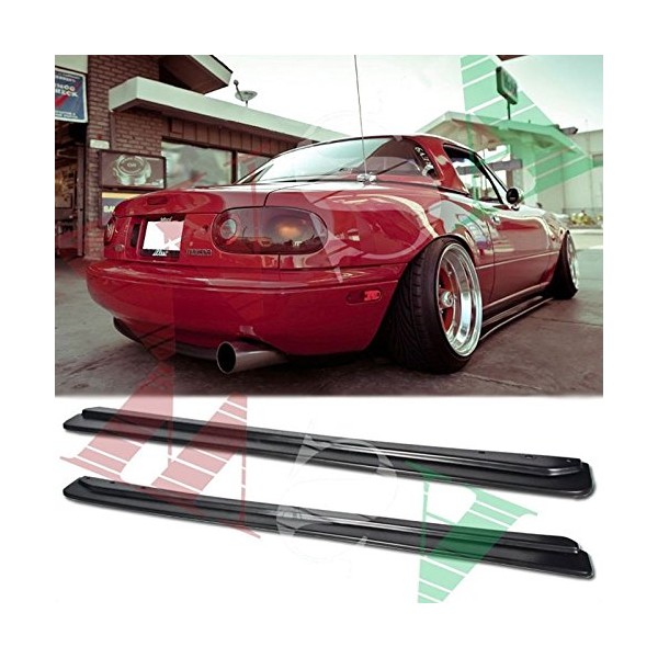 Replacement for 1990-1997 Mazda Miata MX-5 NA | JDM Feed FD Style ABS Plastic Primer Black Side Skirt Rocker Panels Extension