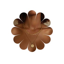 Xmsrn Vintage Layered Coin Disc Pendant Necklace Hammered Coin Choker Necklace Punk Figaro Chain Choker Necklace Layering Coin Necklace For Women, Zinc, No Gemstone