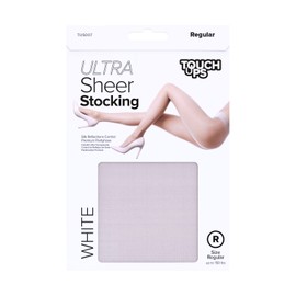 TouchUps Ultra Sheer Stocking Silk Reflections Control Premium Pantyhose Sheers Stockings (as1, alpha, m, regular, regular, White)