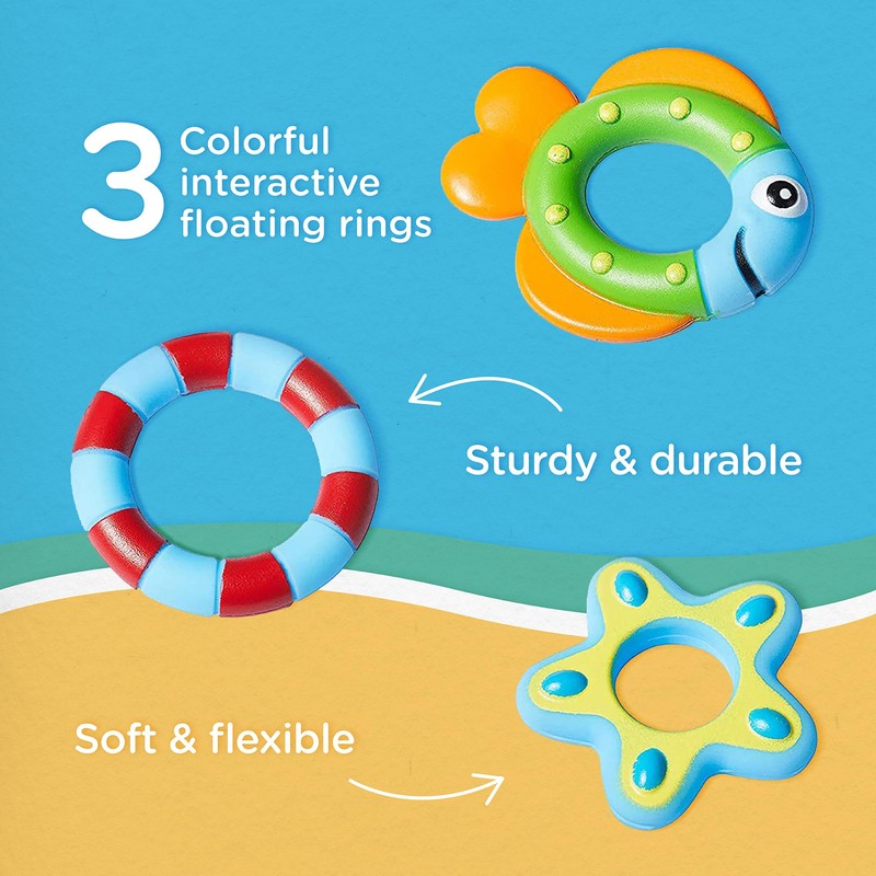 Nuby Nuby Floating Octopus Toy with 3 Hoopla Rings -