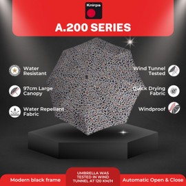 Knirps - A.200 Medium Duomatic Automatic Umbrella - Compact Windproof Umbrella for Rain, Heavy Duty Travel Umbrella for Adults - Retractable Umbrella with 97 cm Diameter and, jaguar apricot